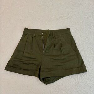Frame Denim High Waist Dark Green Shorts